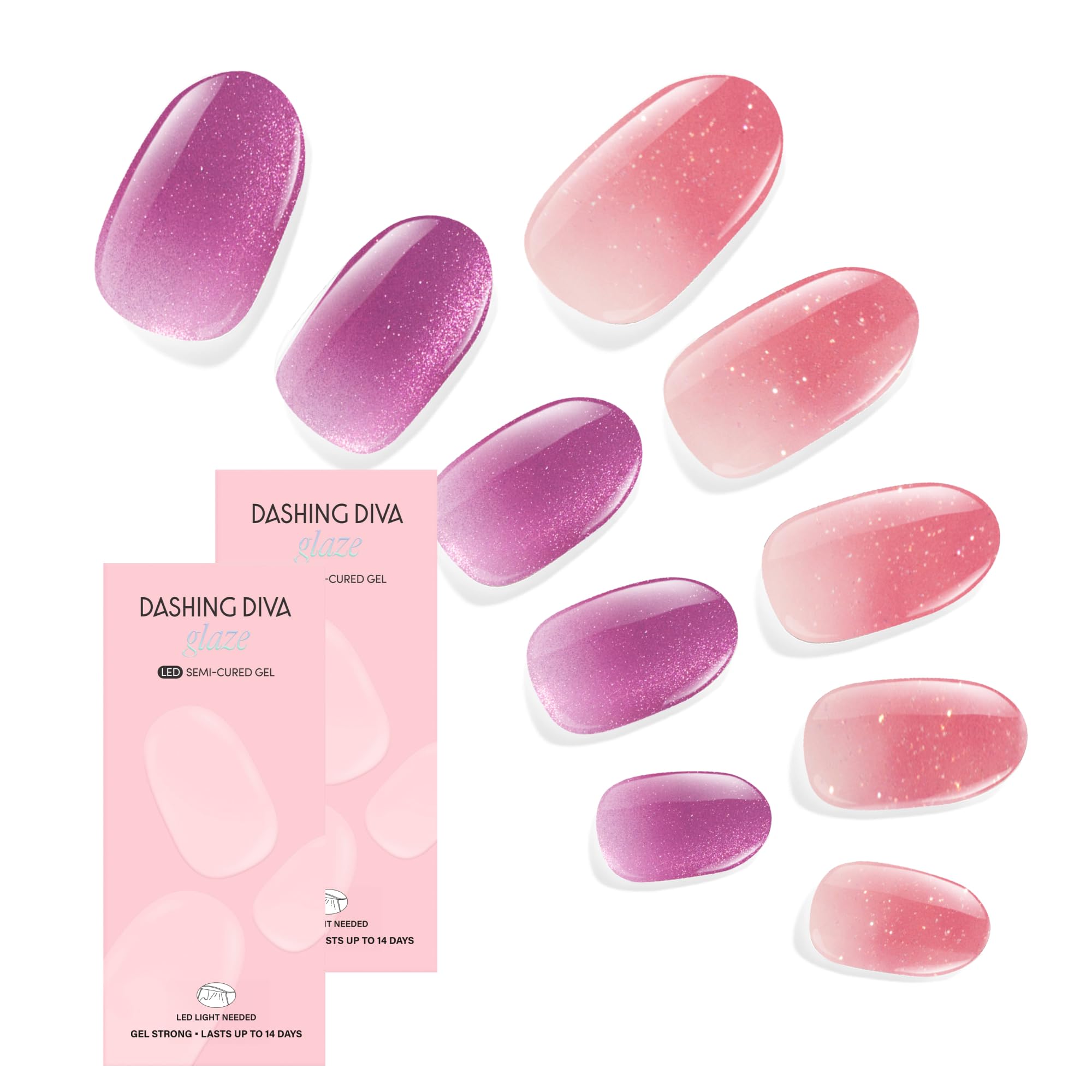 Dashing Diva Glaze セミキュアジェルネイル 14個セット Amazon.com: Dashing Diva Glaze Nail Strip Duo - Popstar Purples